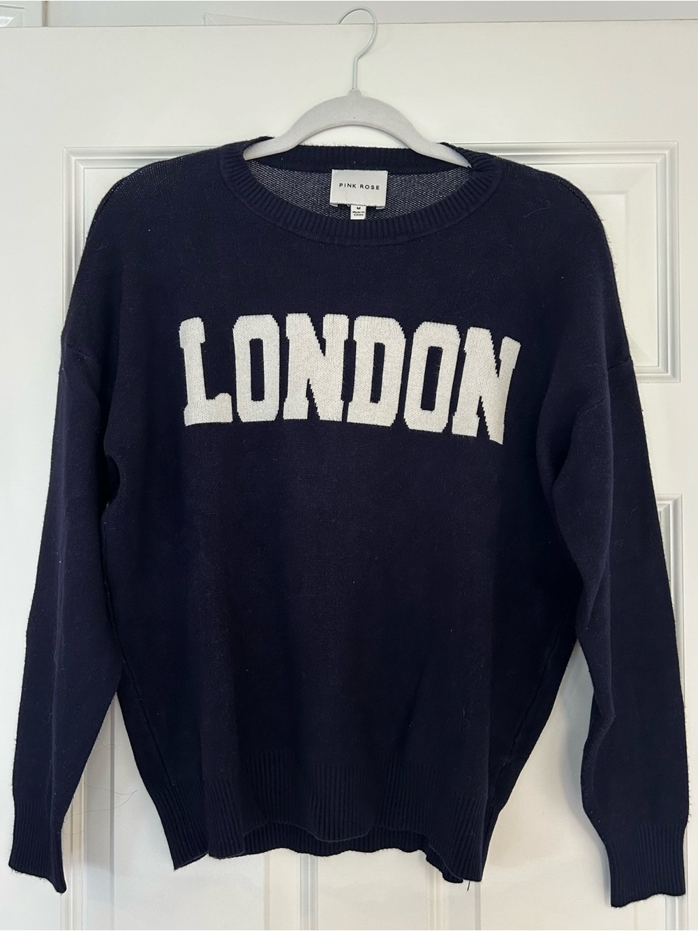 Pink Rose Navy Crewneck Sweater